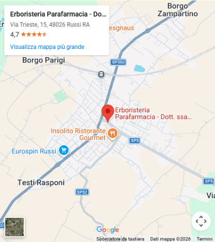 Mappa Erboristeria Parafarmacia - Dott.ssa Elena Tamburini